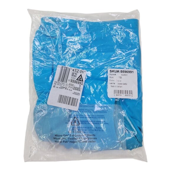 Lands End High Waisted Bikini Swim Bottoms Size 18 Turquoise Chlorine Resistant - Picture 7 of 9